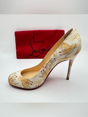 Christian Louboutin Fifi 100 Pump | Rare Hands Print Silk | Size 36.5 / 6